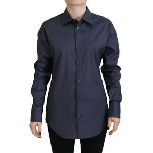 Dsquared² Navy Blue Cotton Button Down Collared Shirt Women's Top (Pre-Owned)
